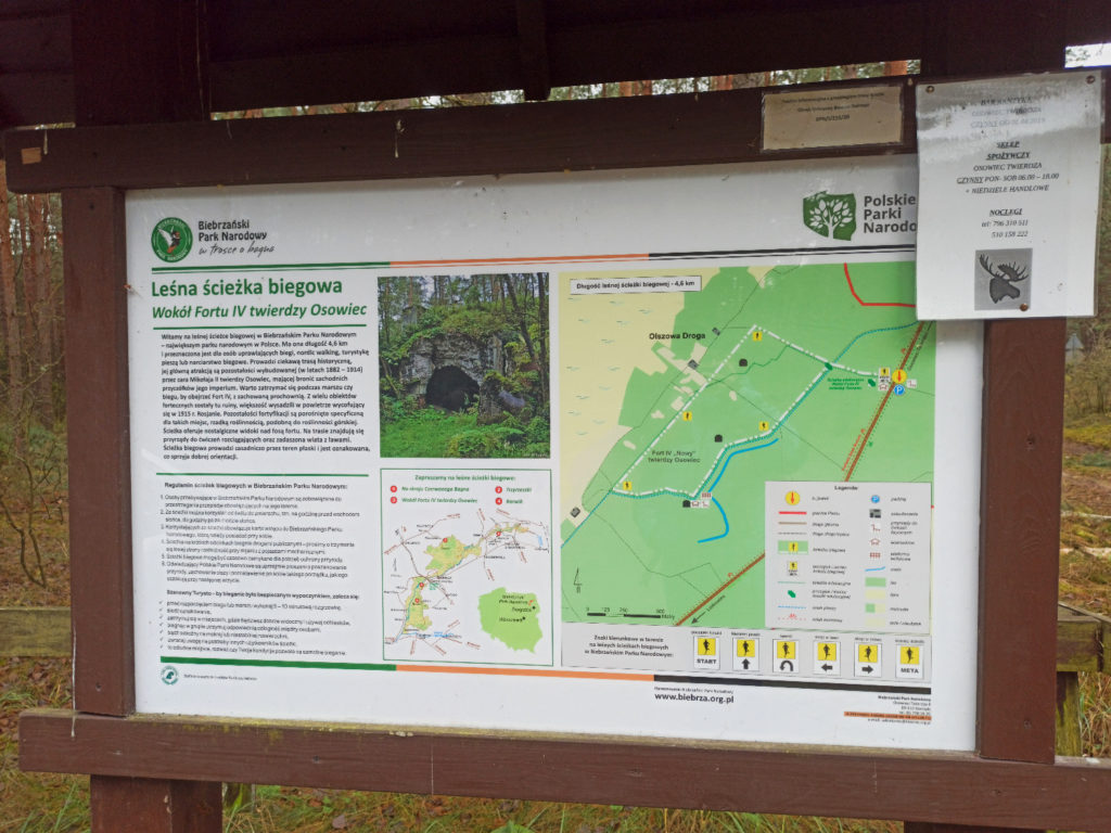 Mapa szlaku dookoła fortu IV - Twierdza Osowiec